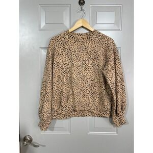 Abercronbie & Fitch Oversized Crew Sweatshirt in Tan Leopard Print Size xS
